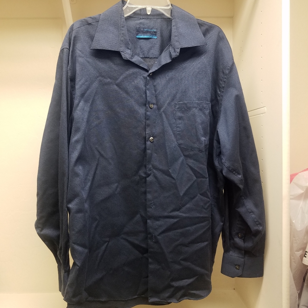Mens Dark Blue Long Sleeve Dress Shirt